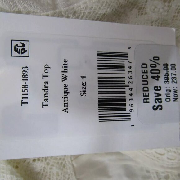 NEW LOVESHACKFANCY Womens Tandra Romantic V-Neck Blouse Size 4 Antique White - Picture 8 of 13